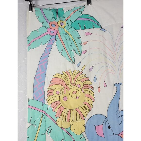 Vintage Dundee Baby Crib Blanket Comforter Pastel Zoo Animals Quilted USA Made - Picture 12 of 14